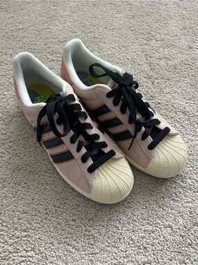 adidas Pastel Pink and Black Classic Shell-Toe Sneakers